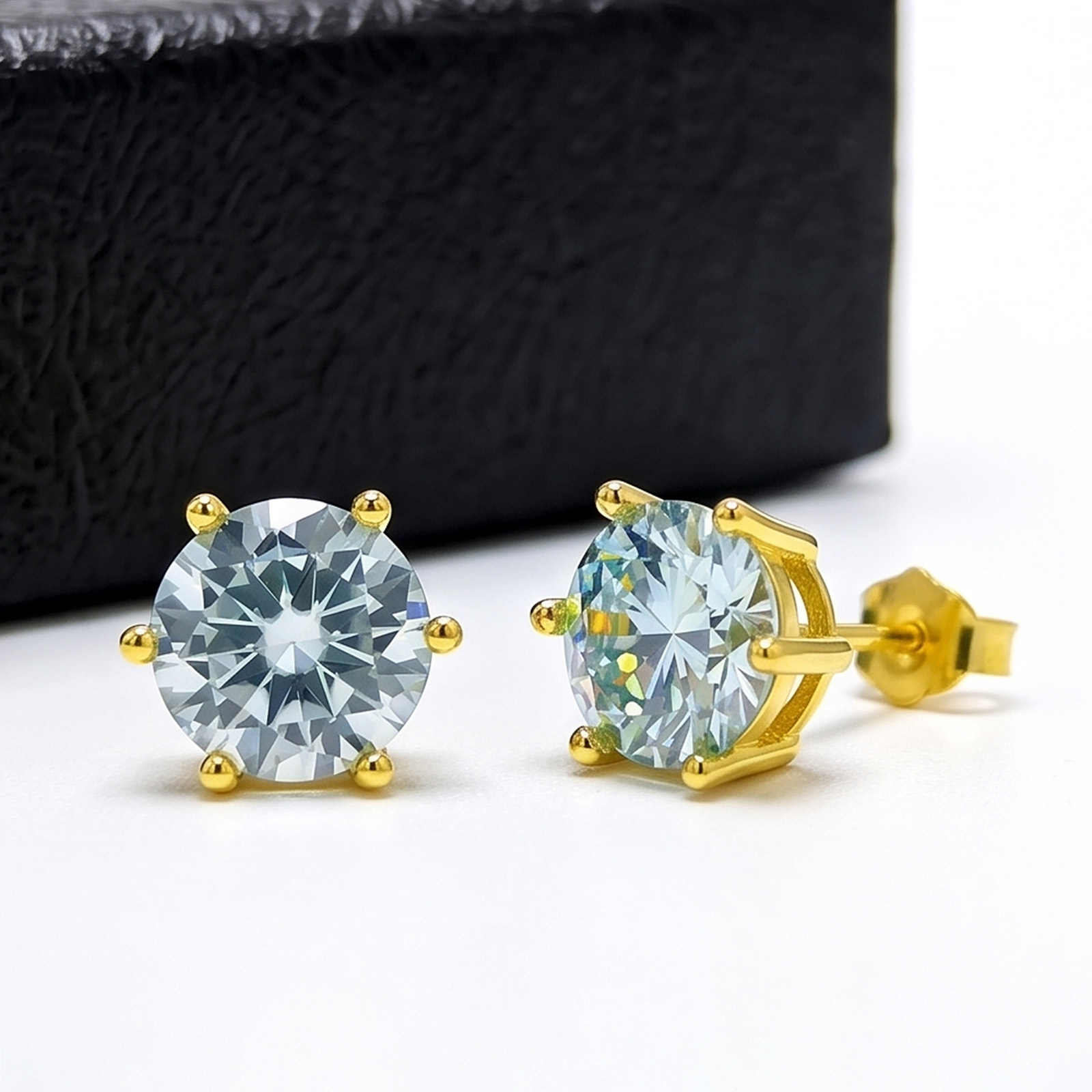 Exquisite Azury Synthetic Moissanite Six-Prong Stud Earrings